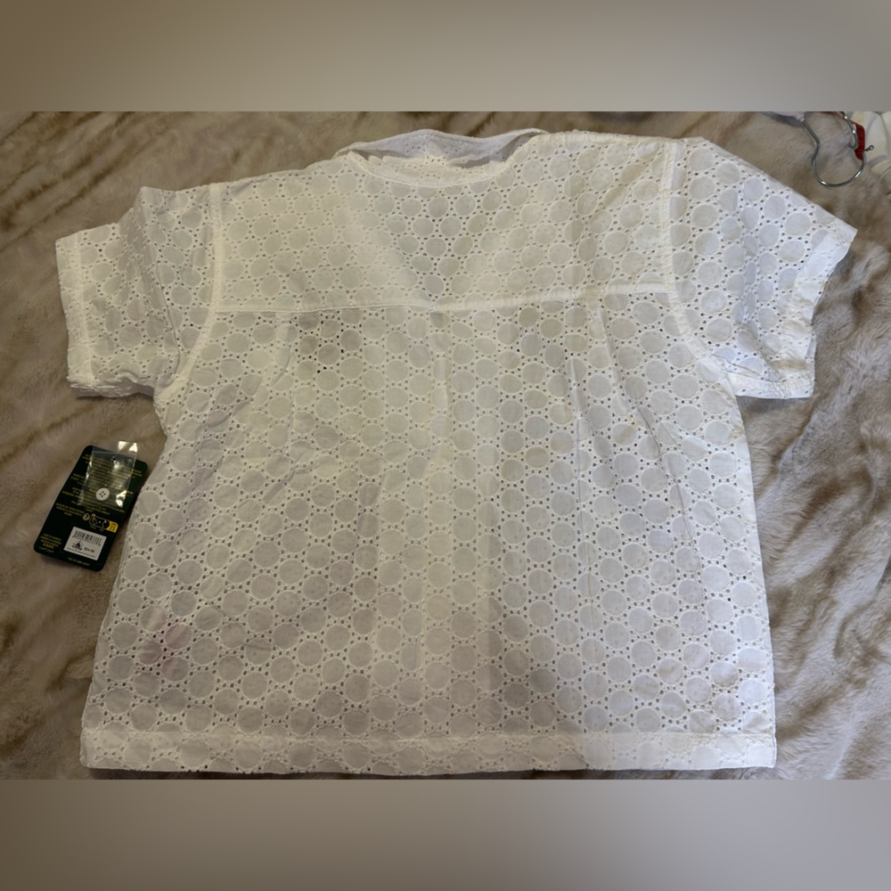 NWT Disney Winnie the Pooh White Eyelet Button Down Shirt - Picture 7 of 7